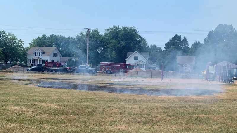 Firefighters in Cloquet responded to a report of a grass fire near the skateboard park at 420 14th Street at 1:19 p.m. on Monday.