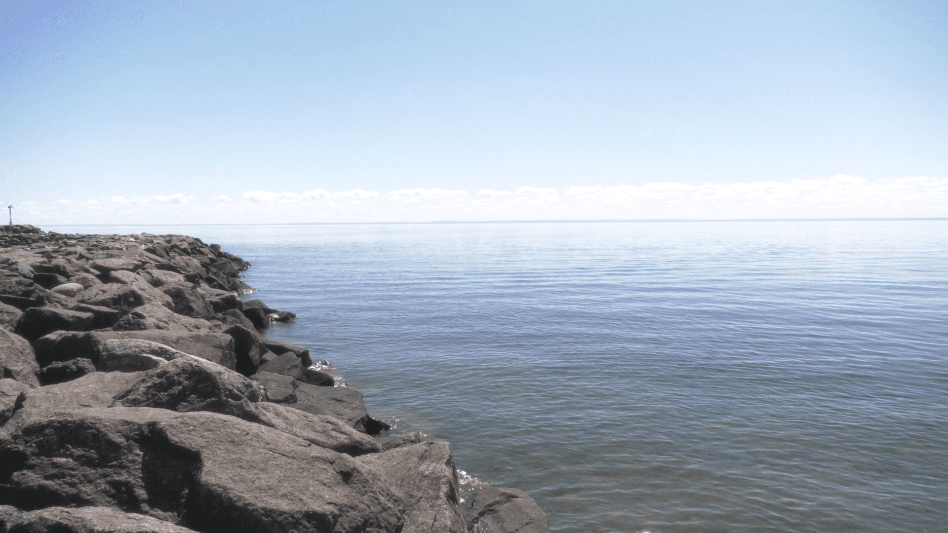 A picture of Lake Superior up the shoreline at McQuade Harbor