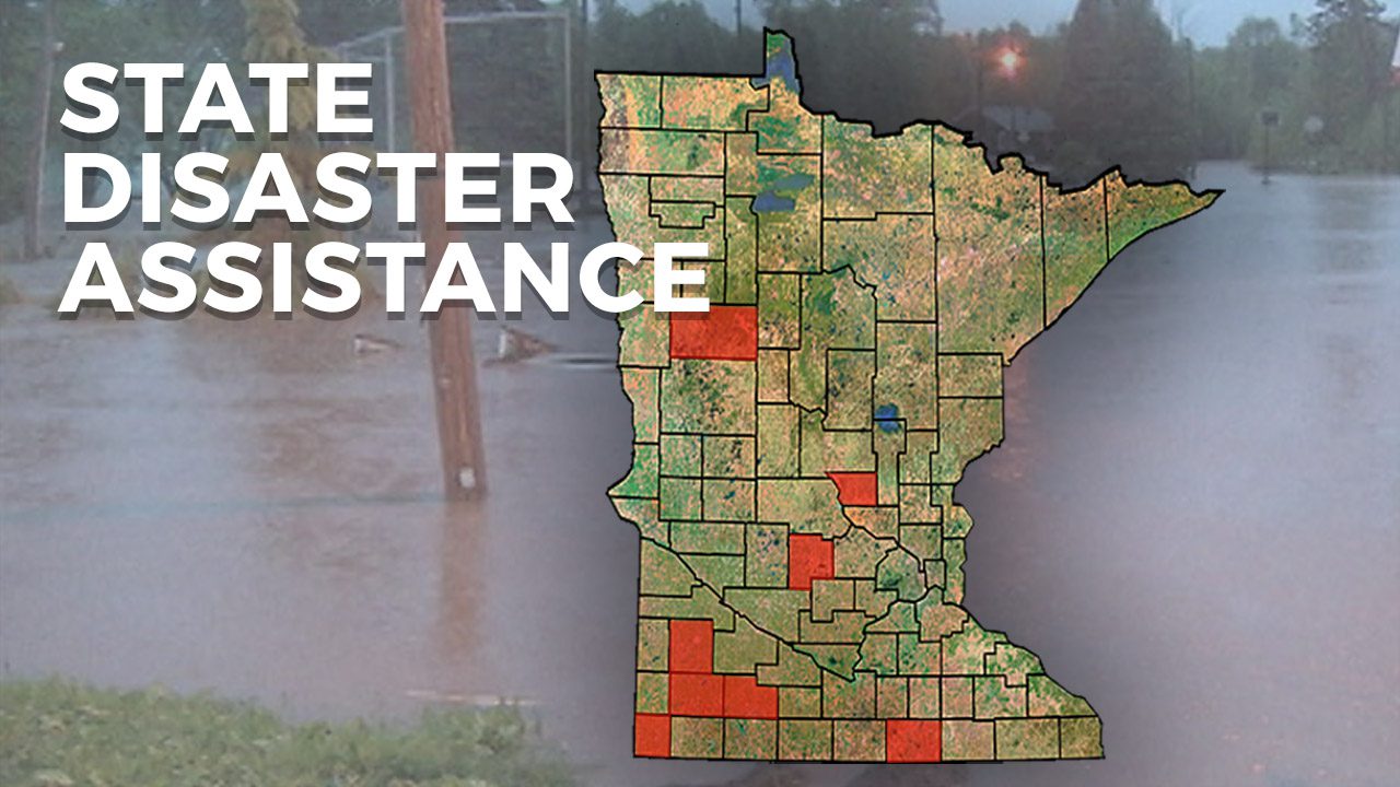 Map showing counties to receive State Disaster Assistance