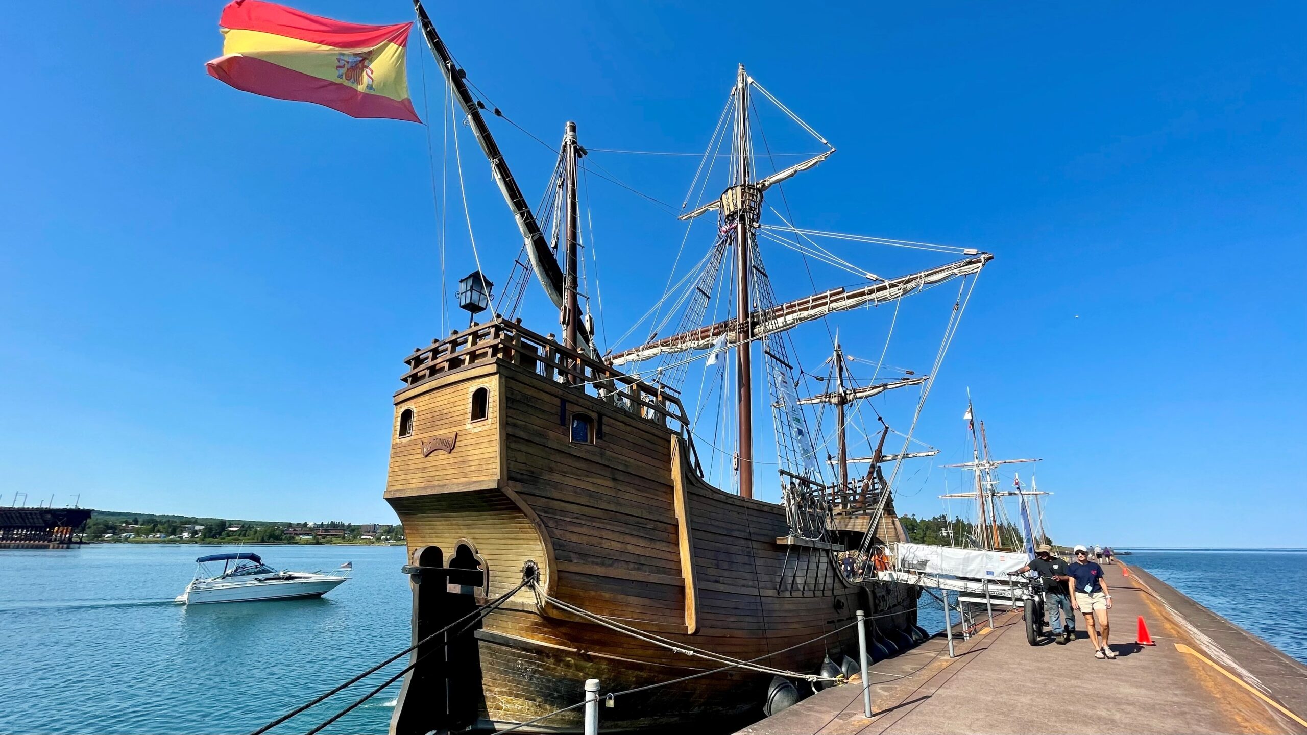 The Noa Trinidad is moored near the pier in Two Harbors