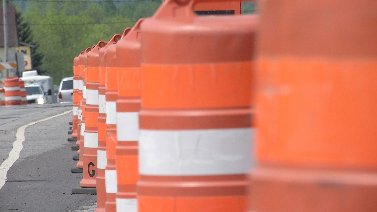 Picture of orange road construction cones
