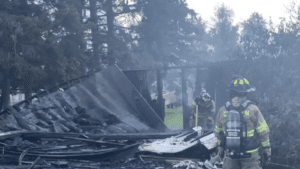 remnants of garage destroyed by fire