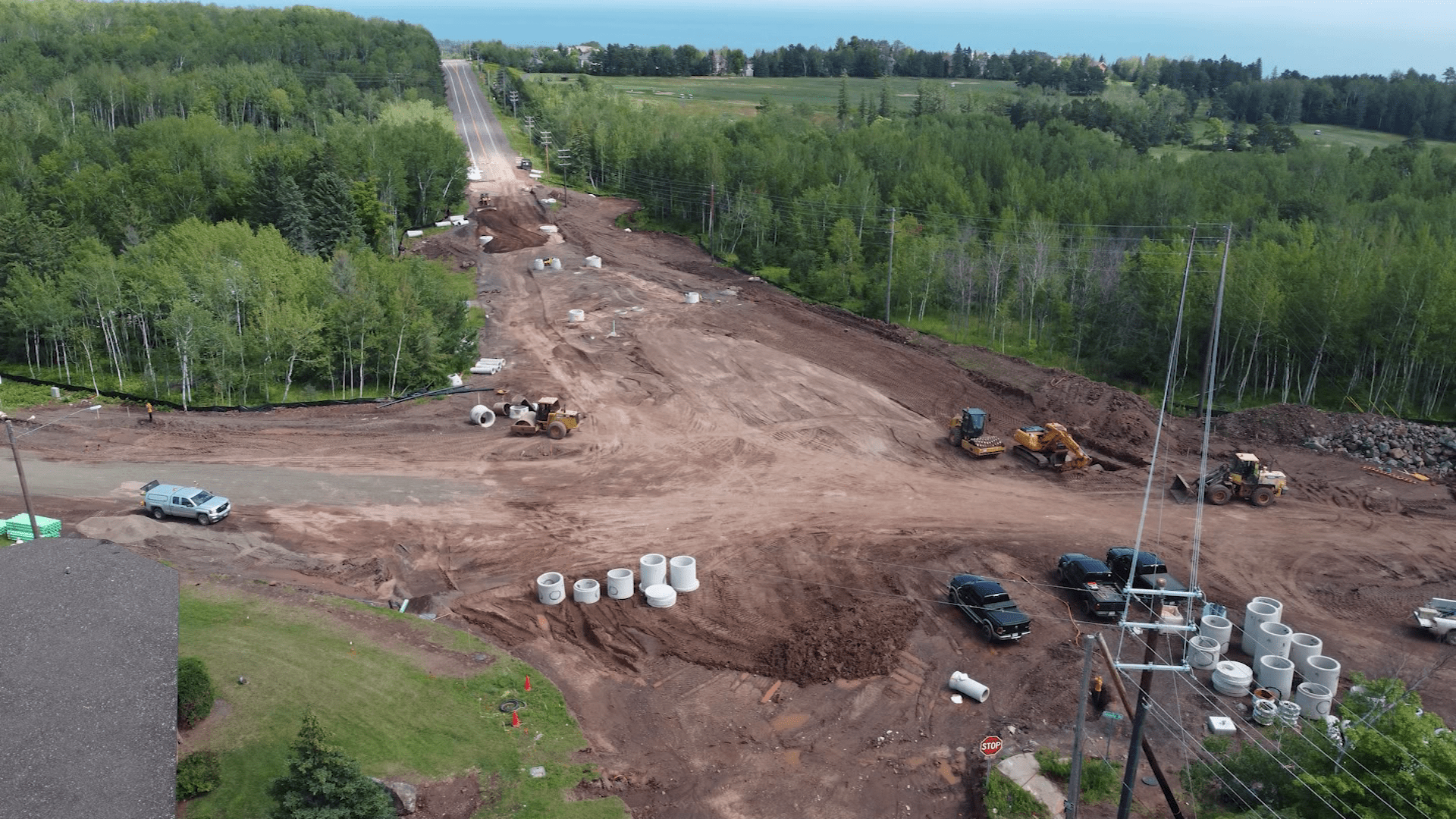 Ariel View Drone Glenwood Street Roundabout Construction (WDIO)