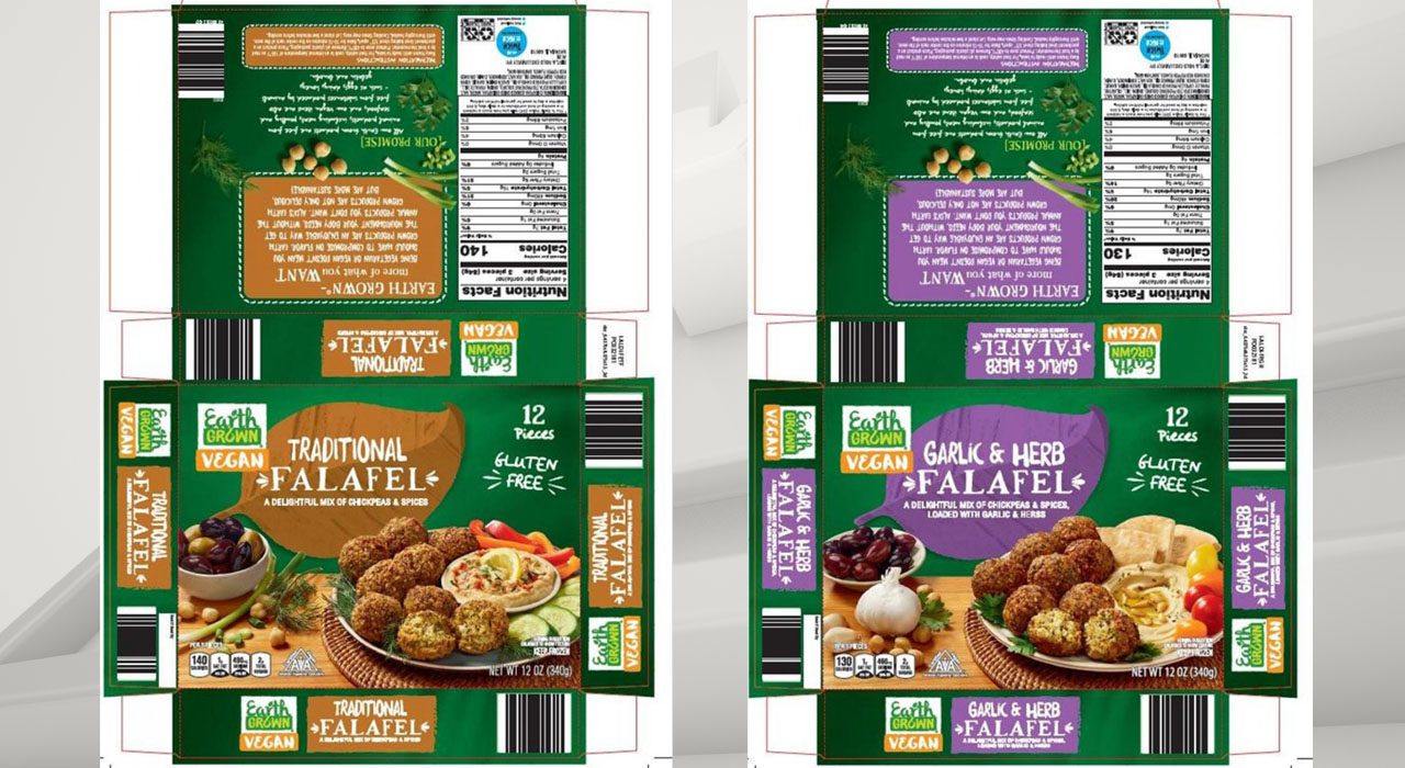 Picture of packaging for Earth Grown Falafel recall