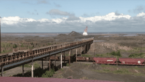 Hibtac mine with conveyor and rail cars