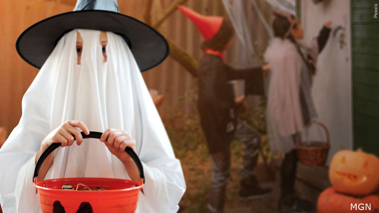 A child ghost trick or treating