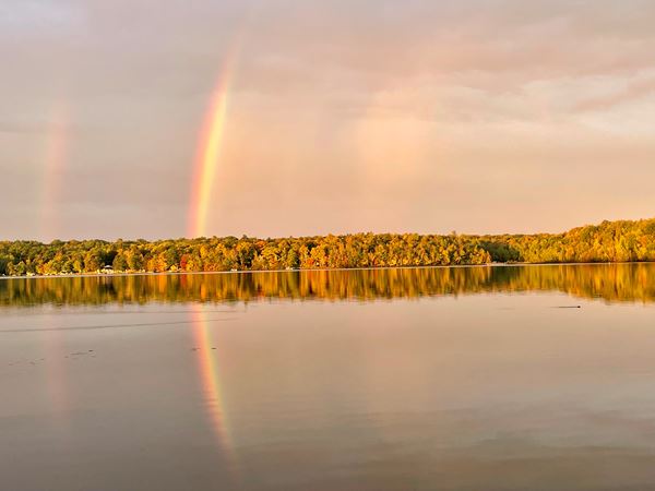 OLIP-Kim Pierson - Fall color double rainbow Big Lake Cloquet