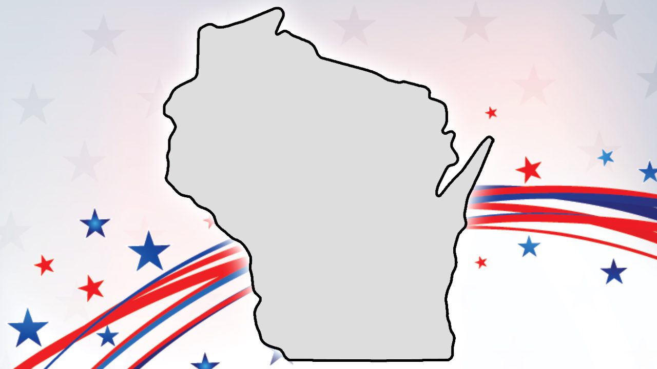 State of Wisconsin over patriotic background