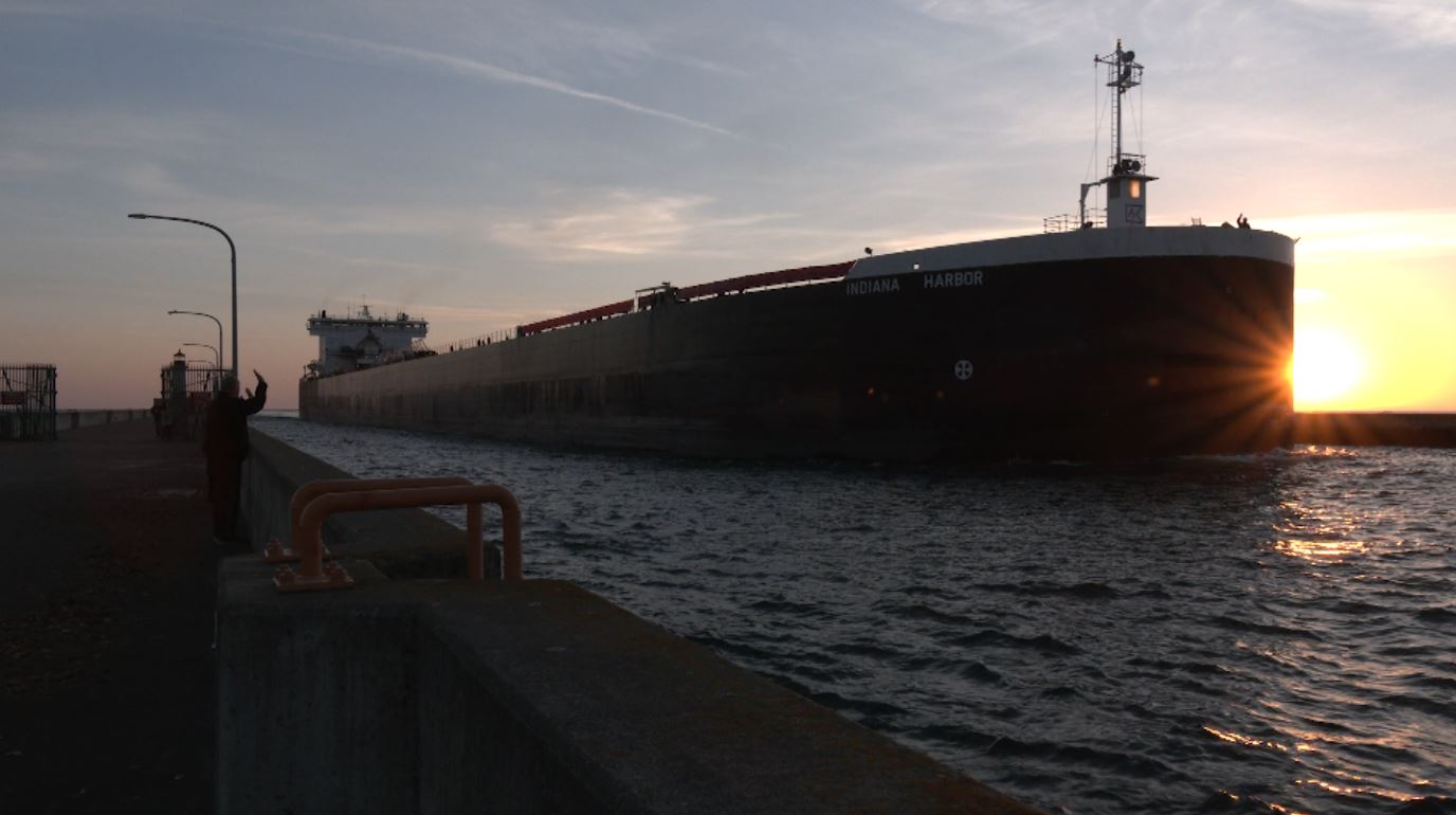 The Indiana Harbor arrives at sunrise