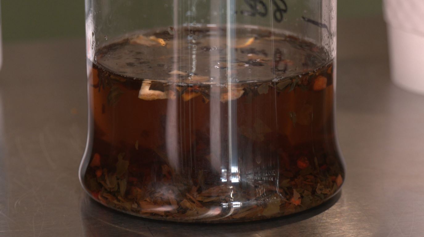 Loose-leaf tea steeping