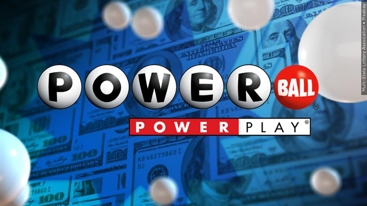 Powerball logo over money background
