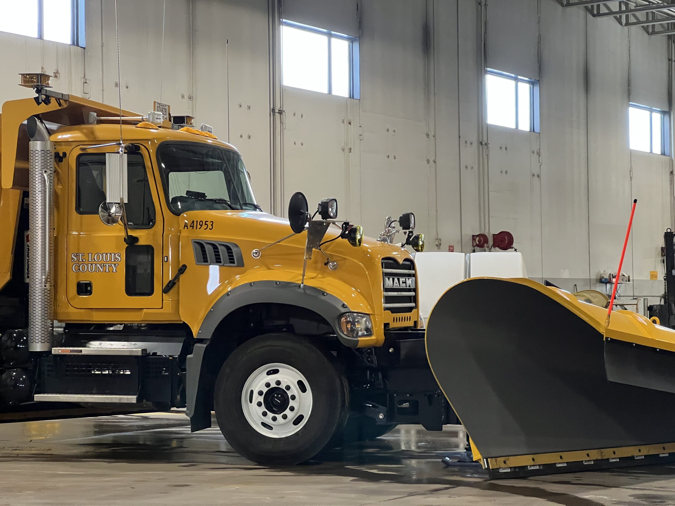 close-up of a snowplow