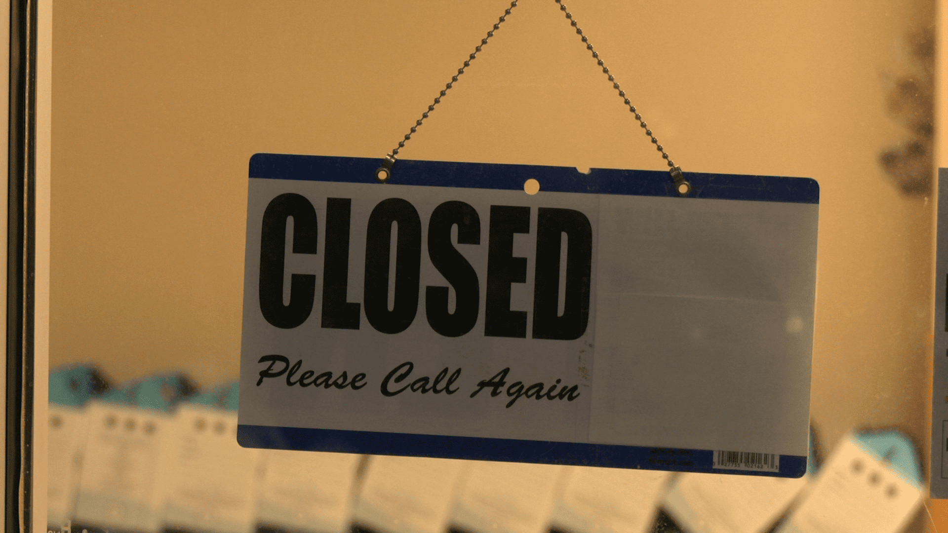 close-up of closed sign