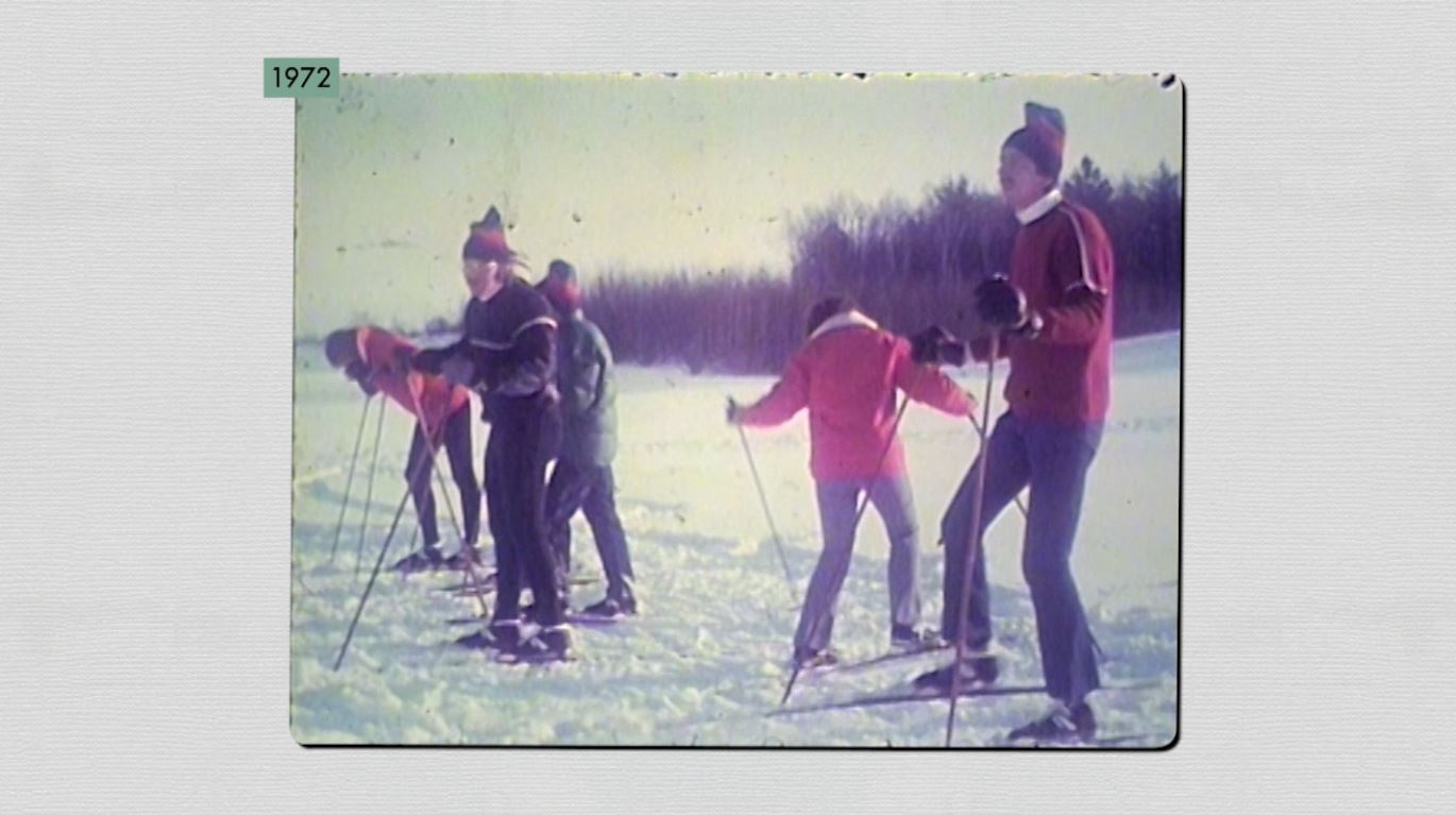 Skiers at the Telemark Lodge in 1972