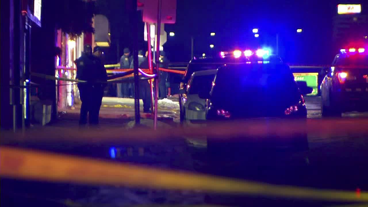 Crime scene tape is set up around the scene where St. Paul police shot a suspect Monday, Dec. 5, 2022. (KSTP) Crimes scene tape around location of shooting in St. Paul
