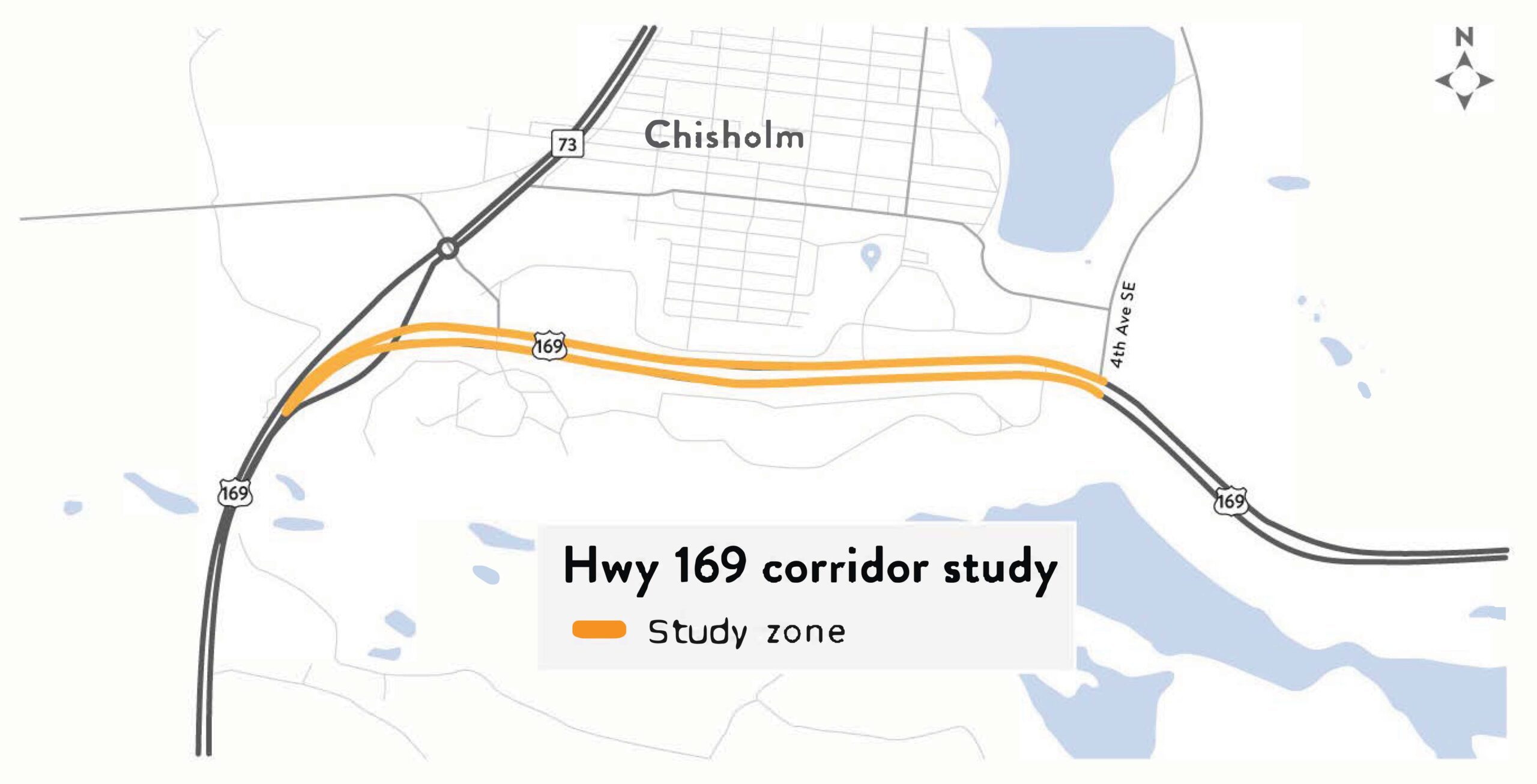 MnDOT map showing Chisholm and Highway 169