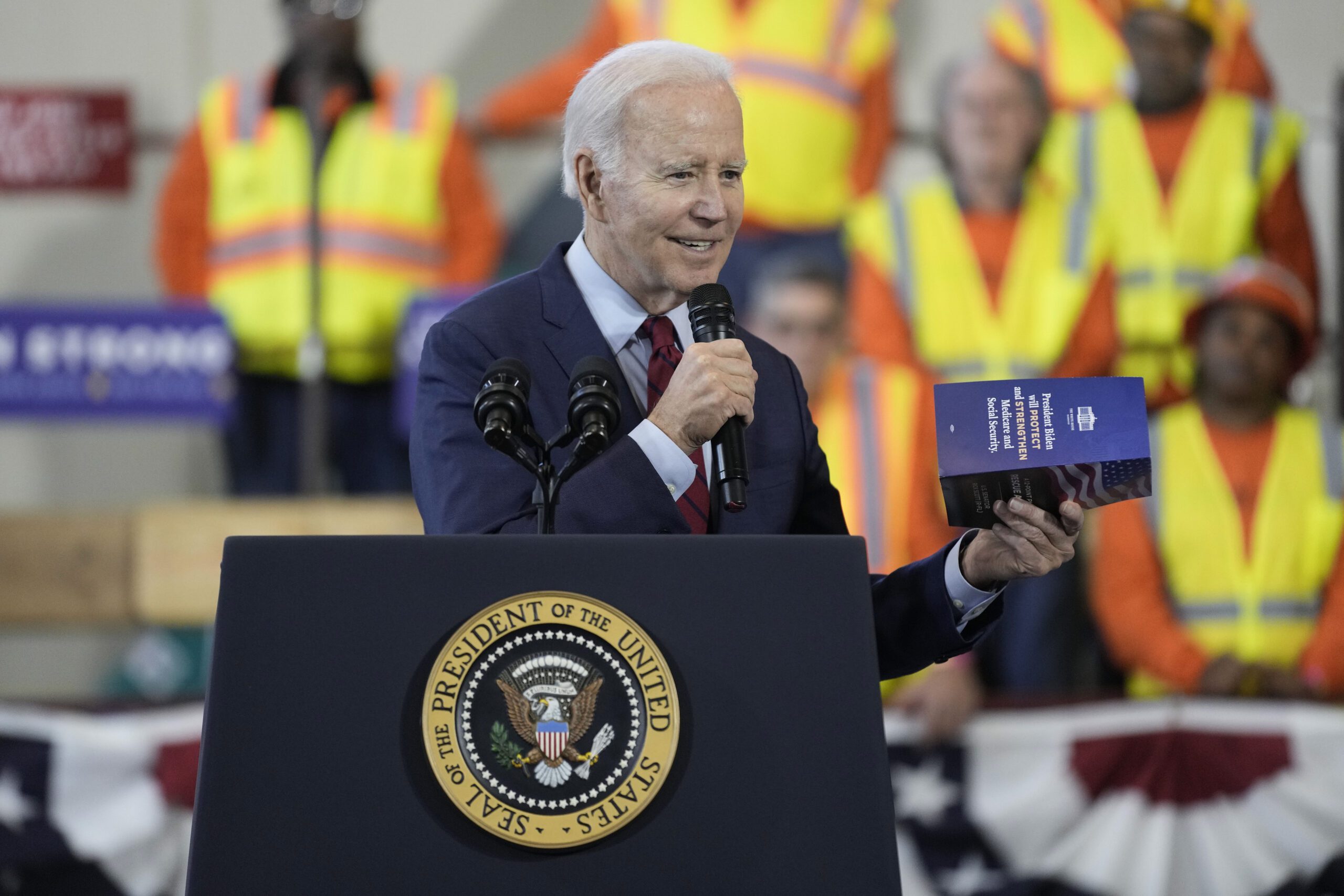 President Joe Biden visits a training center run by a union near Madison.