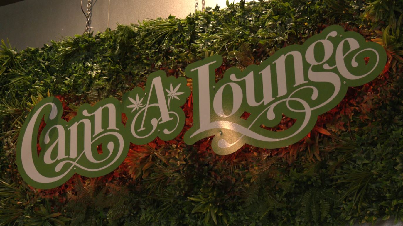 Bent Paddle's "Cann-A-Lounge" sign over the bar