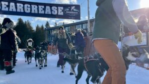 Keith Aili and team cross the Beargrease finish line.