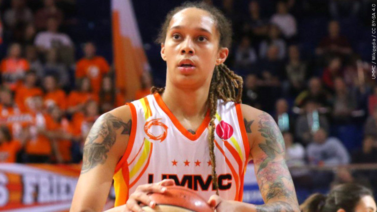 WNBA basktball player Brittney Griner at the free throw line.