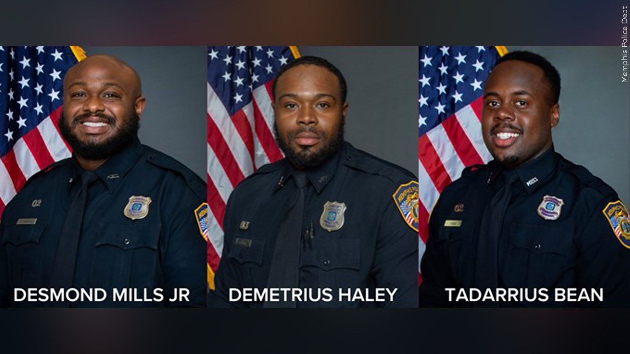 Memphis Police Department photos of three of the former officers in uniform, involved in the confrontation with Tyre Nichols.