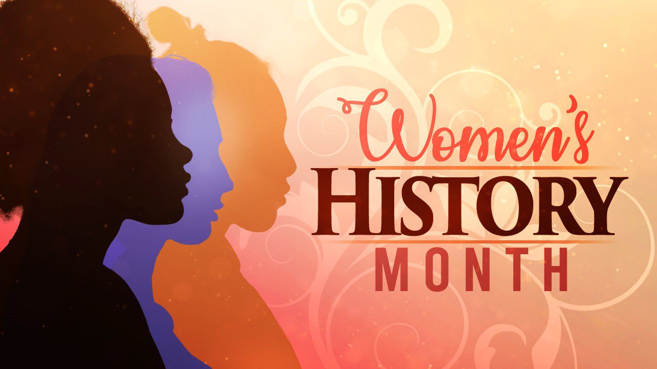 The silhouette of a woman with the words "Women's History Month"