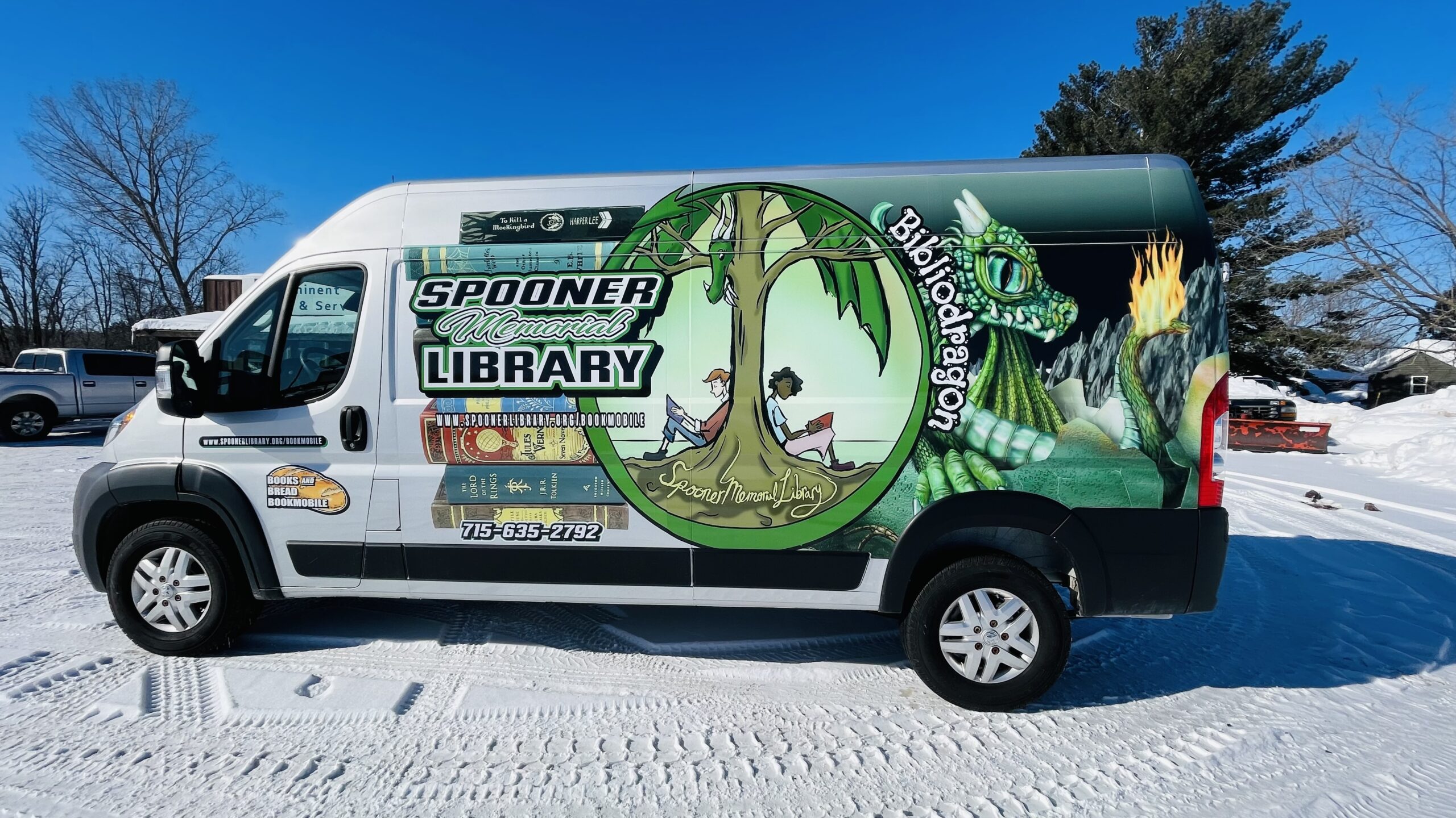 Spooner's bookmobile, the "Bibliodragon"