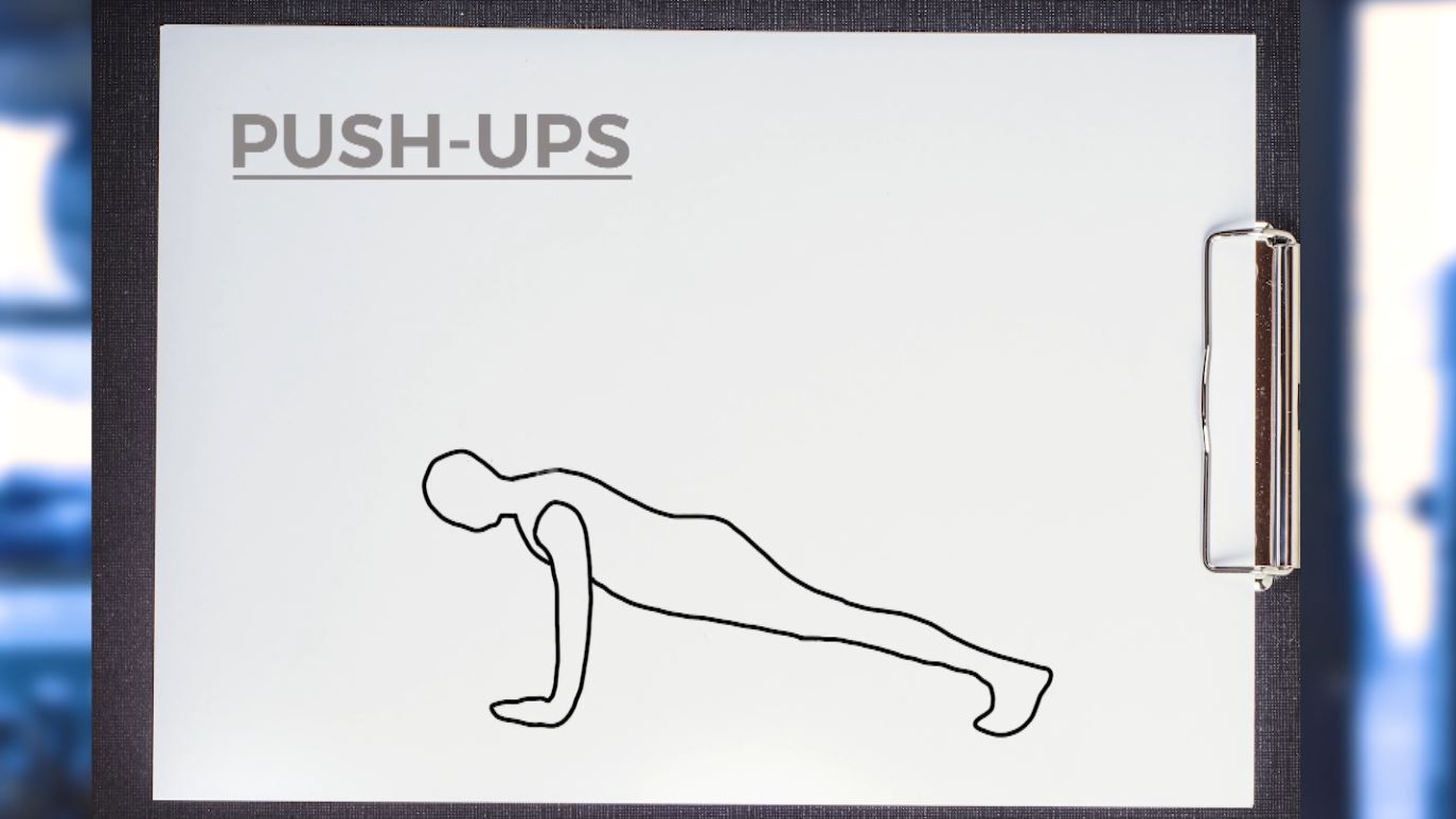 A sketch of a person doing a push-up