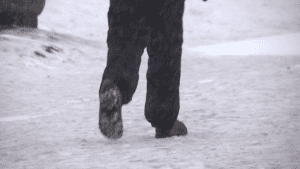 Person walking in the snow.