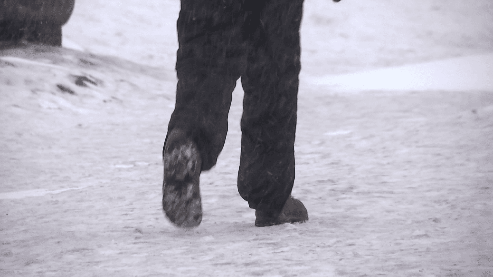 Person walking in the snow.