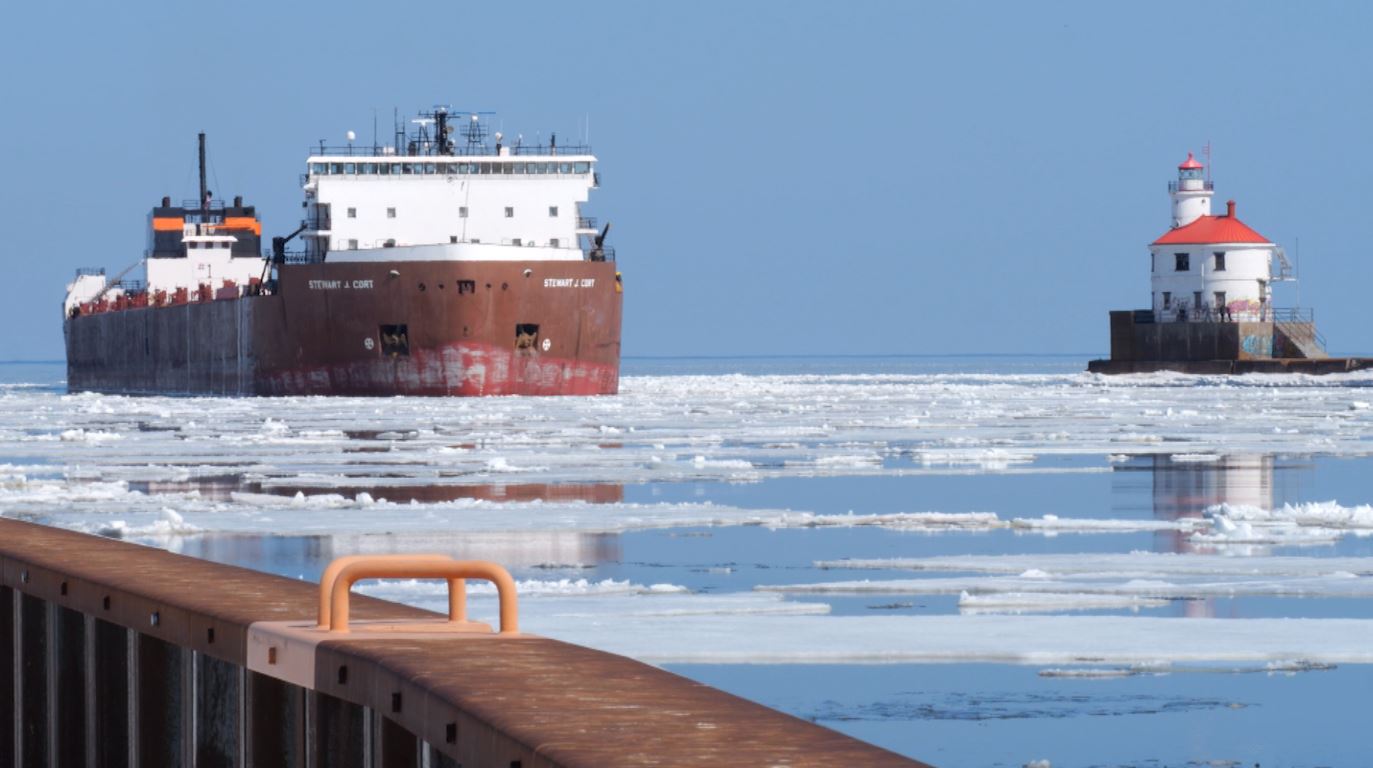 The Stewart J. Cort arrives at the Superior entry