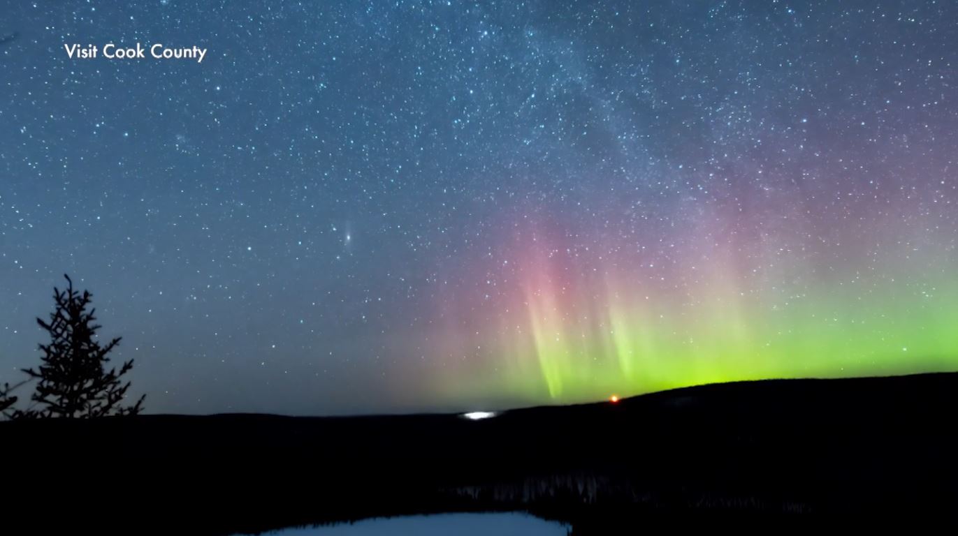 The Northern Lights under starry skies