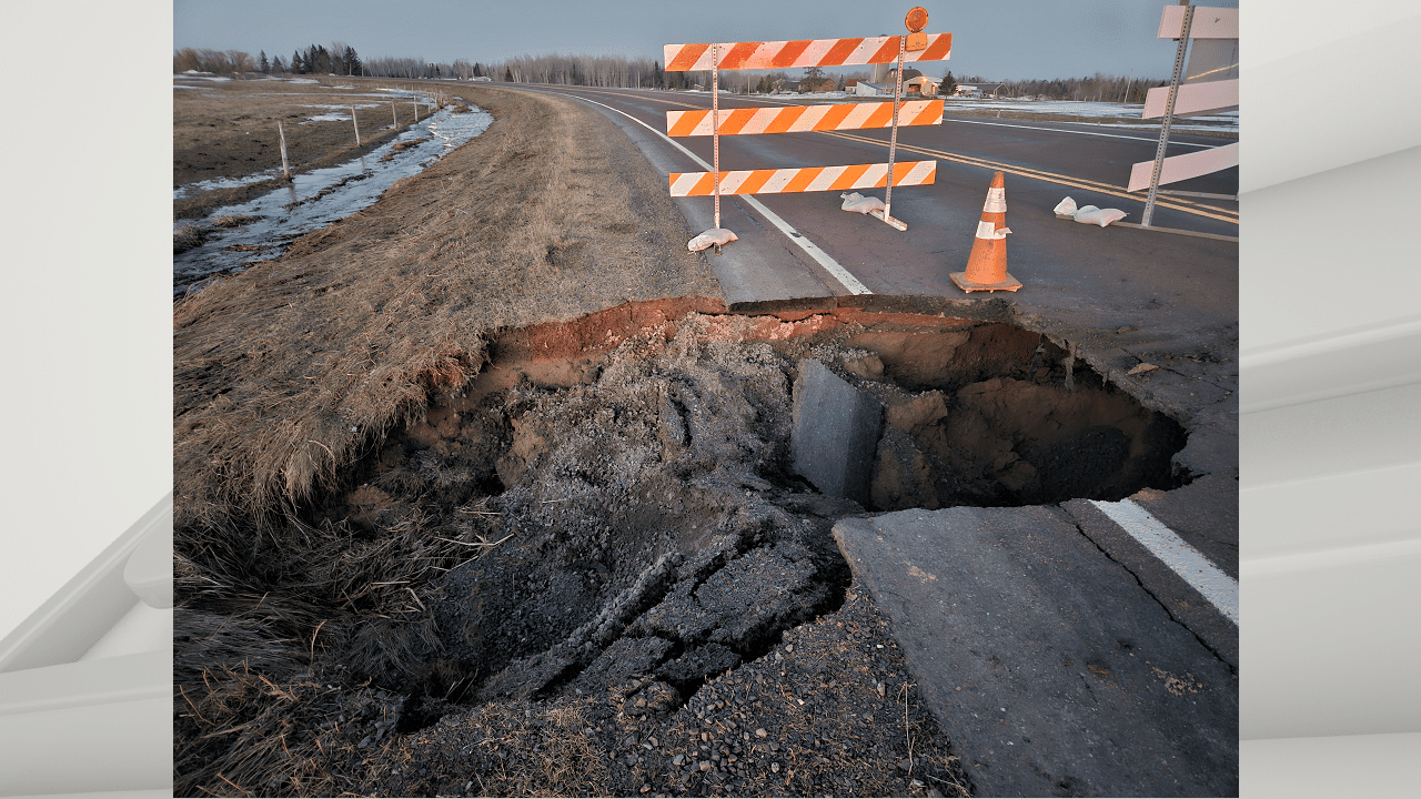 A culvert is washed out in northern Wisconsin