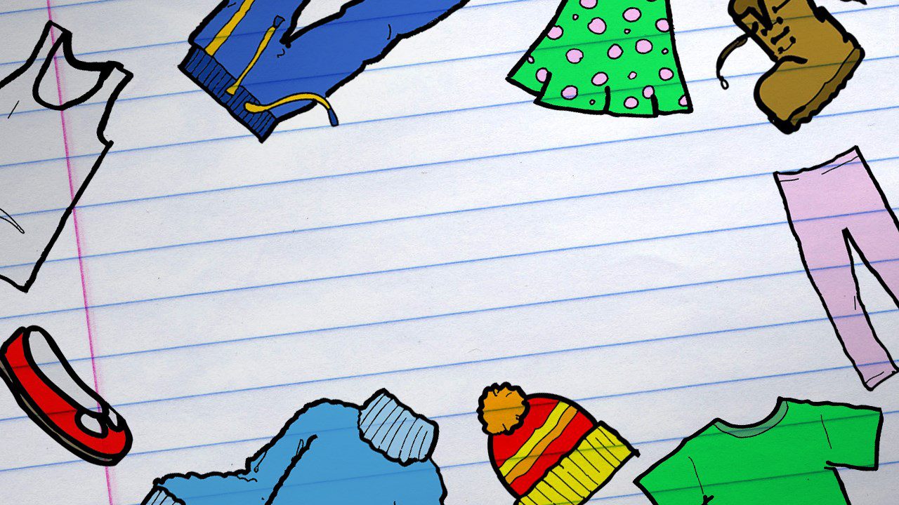 A sketch of clothing items