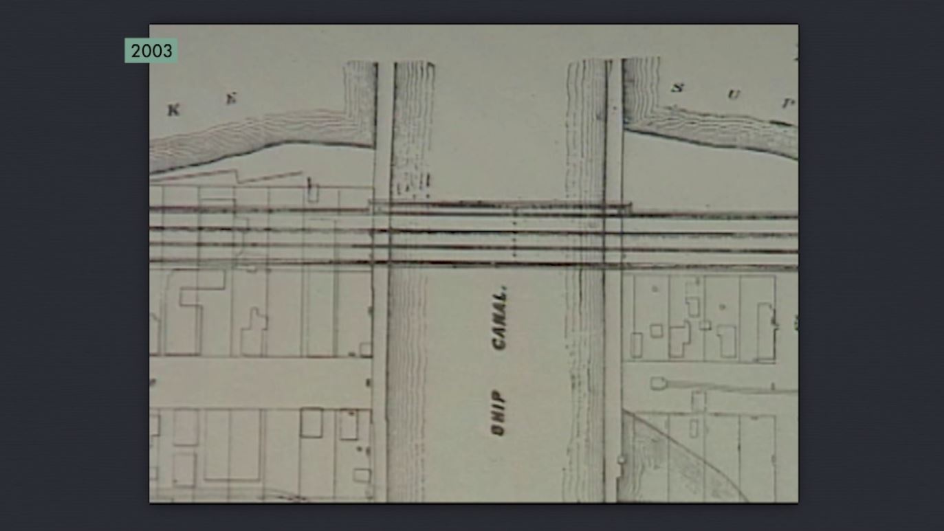 Blueprints for plans for a path across the shipping channel