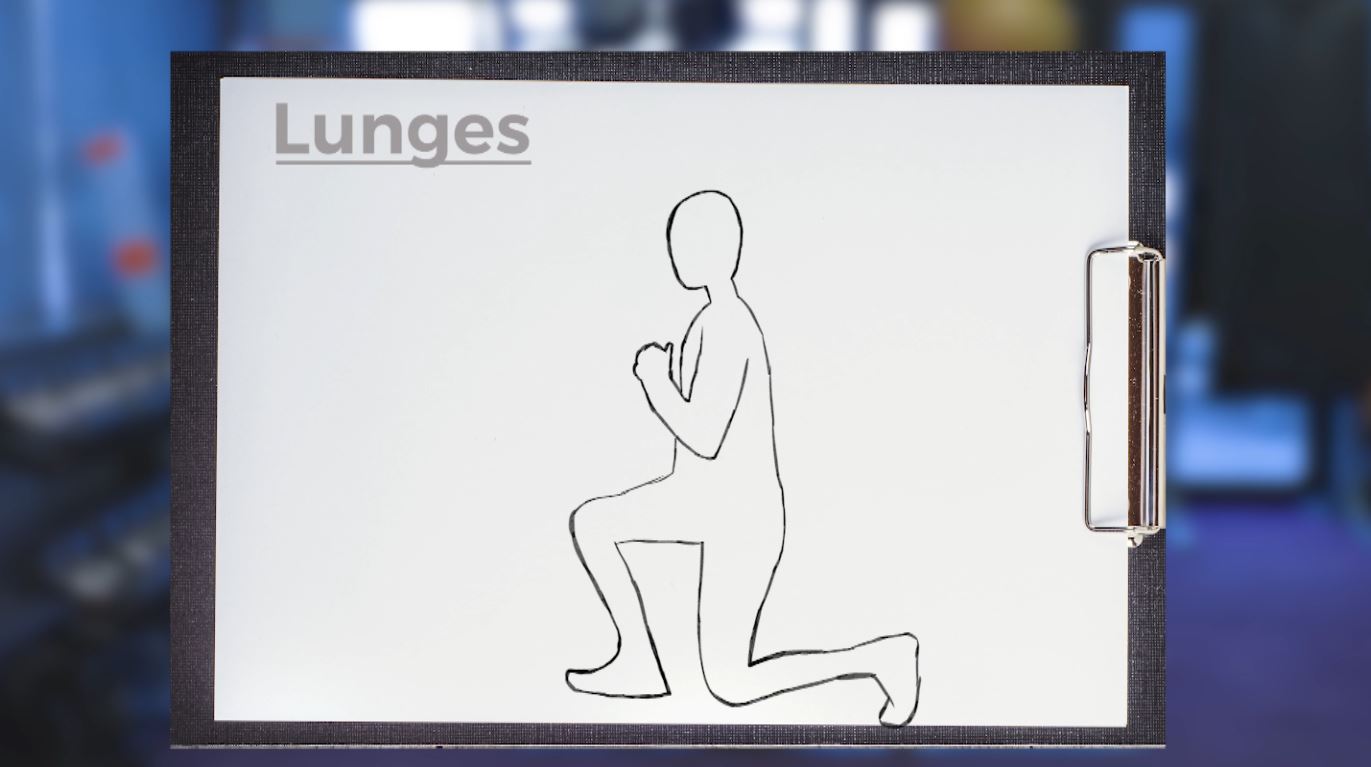 A sketch of a person doing a lunge