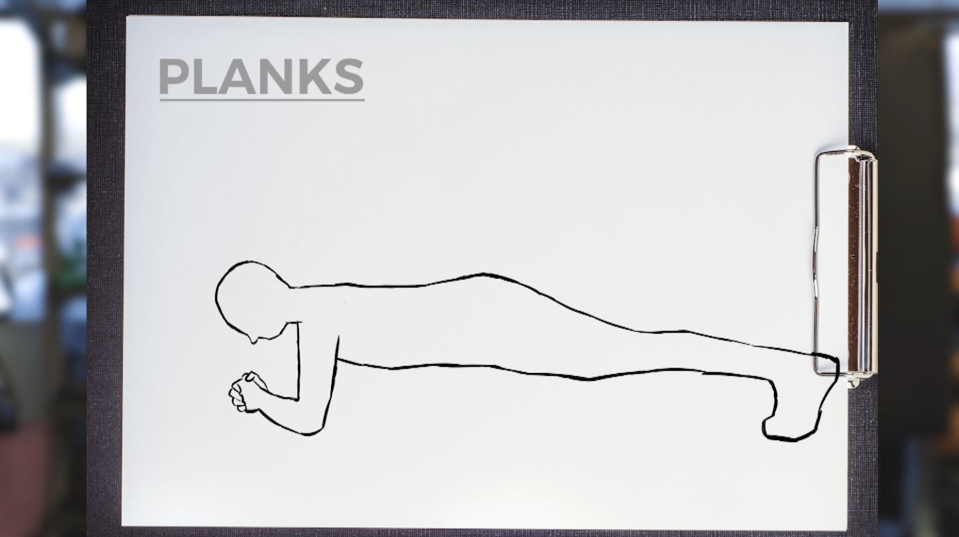 A sketch of a person doing a plank