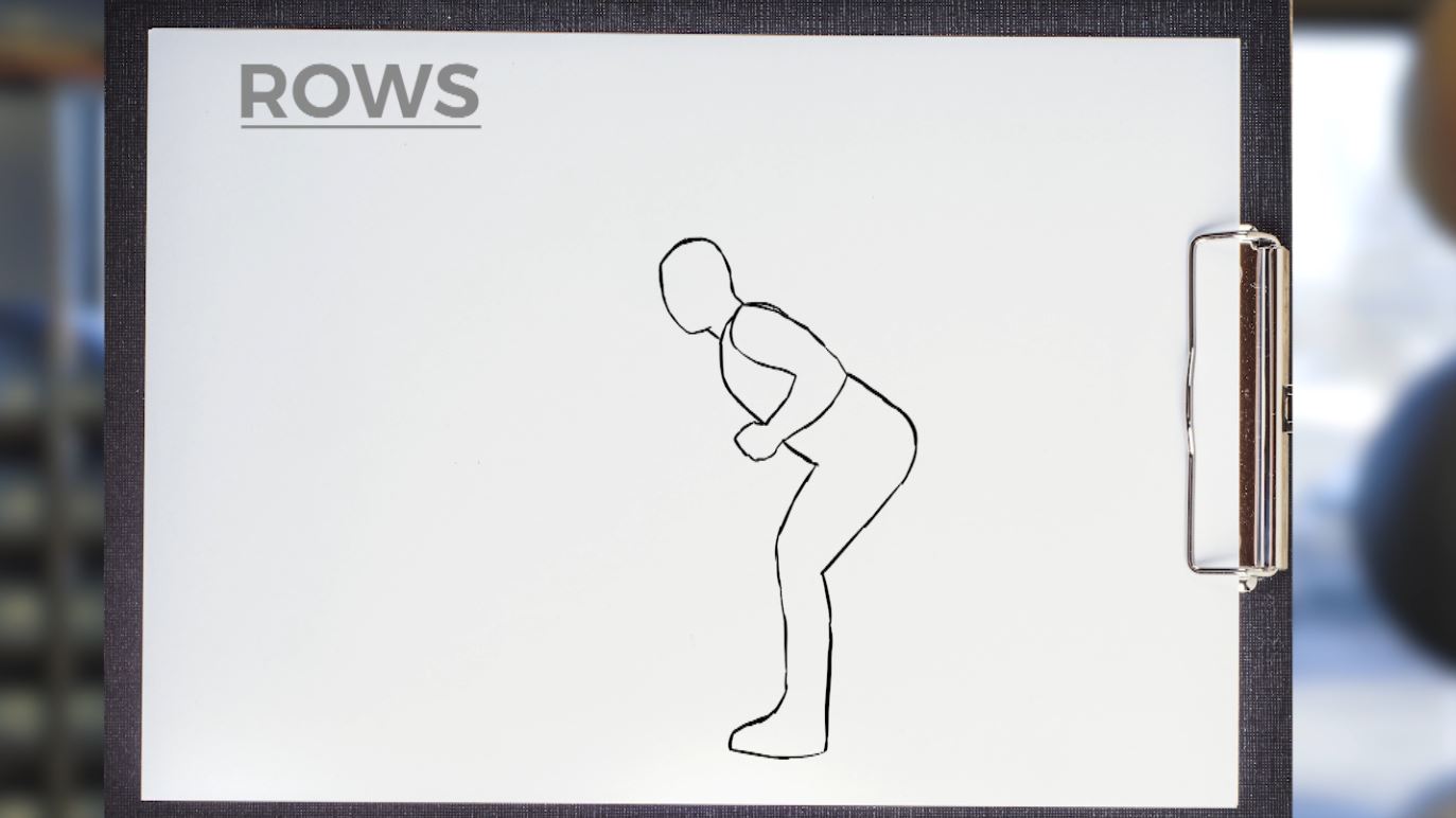 A sketch of a man doing rows