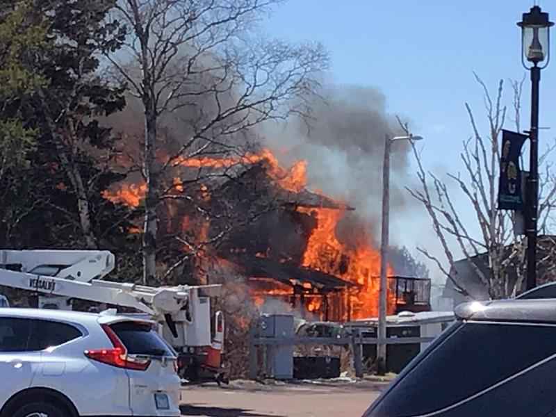 A fire has been reported at the Crooked Spoon Cafe in Grand Marais. April 13, 2020. (Sean Makela)