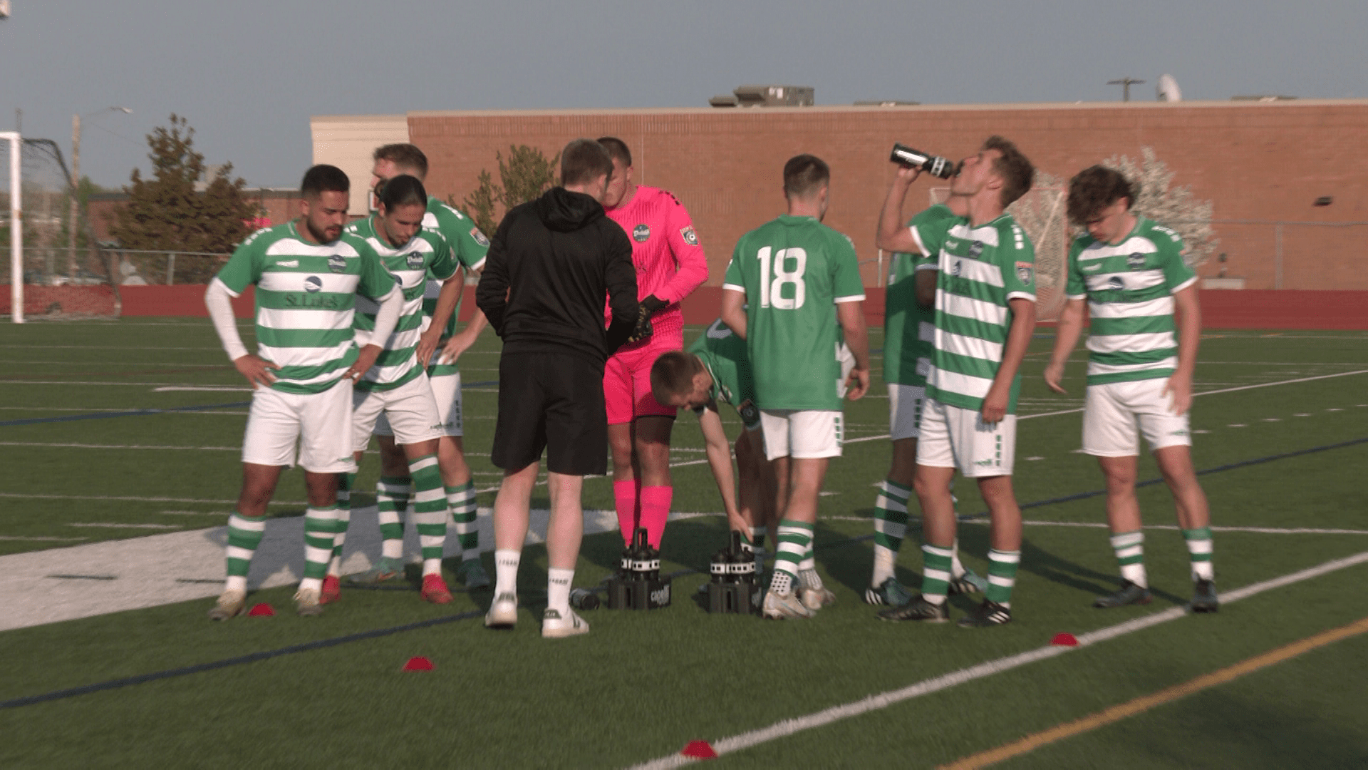 Duluth FC getting ready to play against Med City FC.