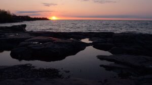 A spring sunrise over Lake Superior
