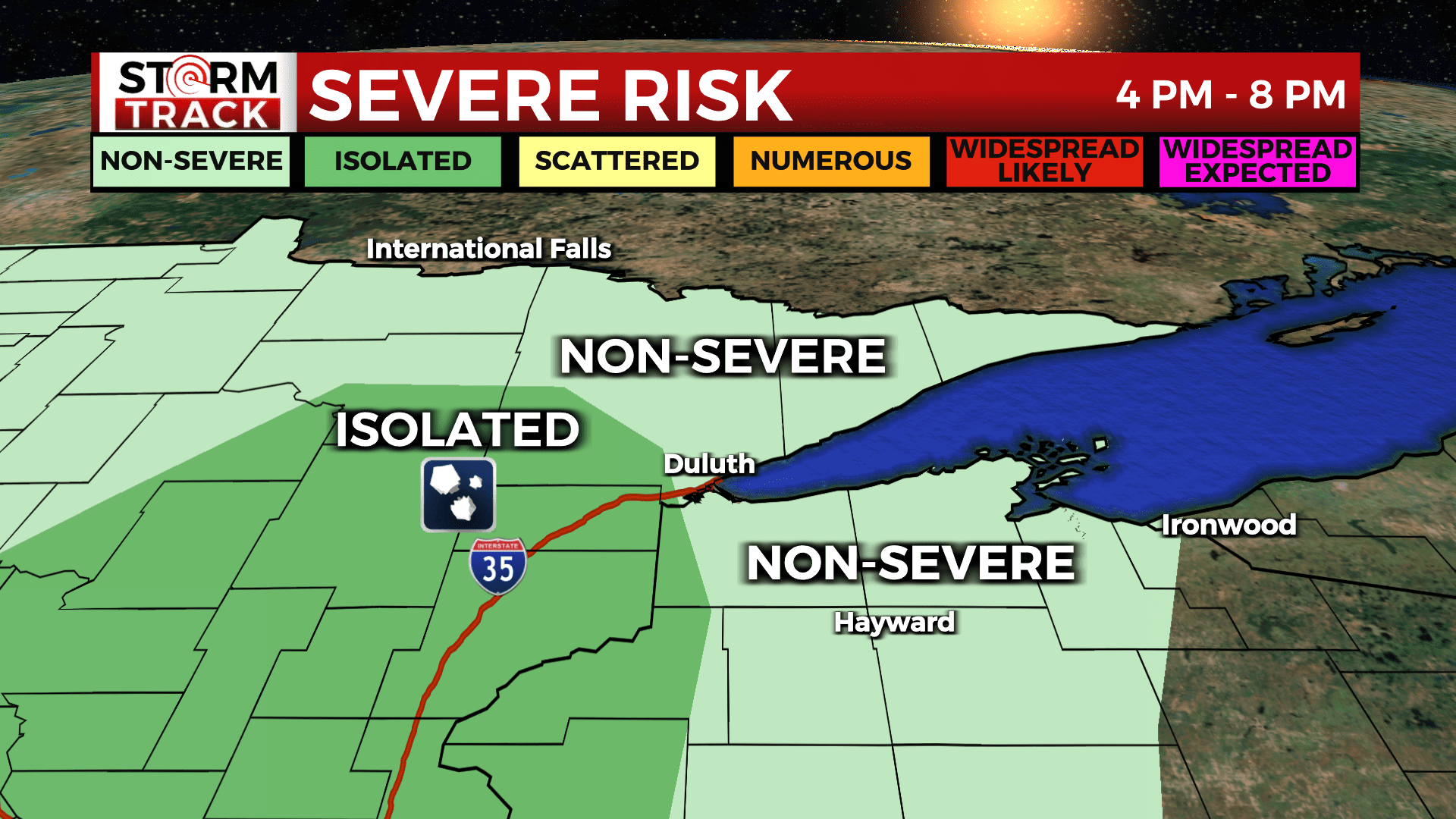 Severe risk in the Northland for Monday