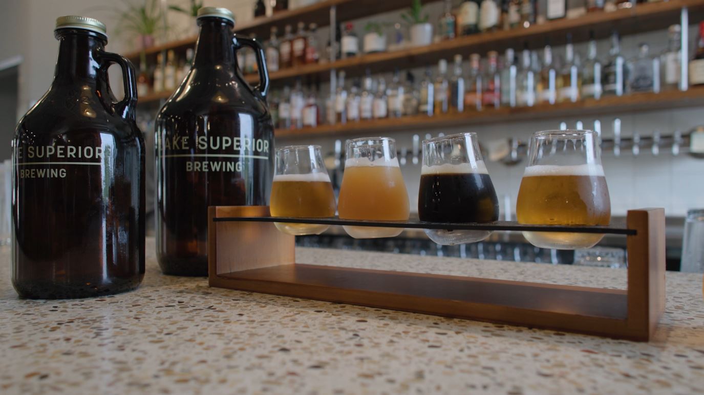A flight of Lake Superior Brewing beer