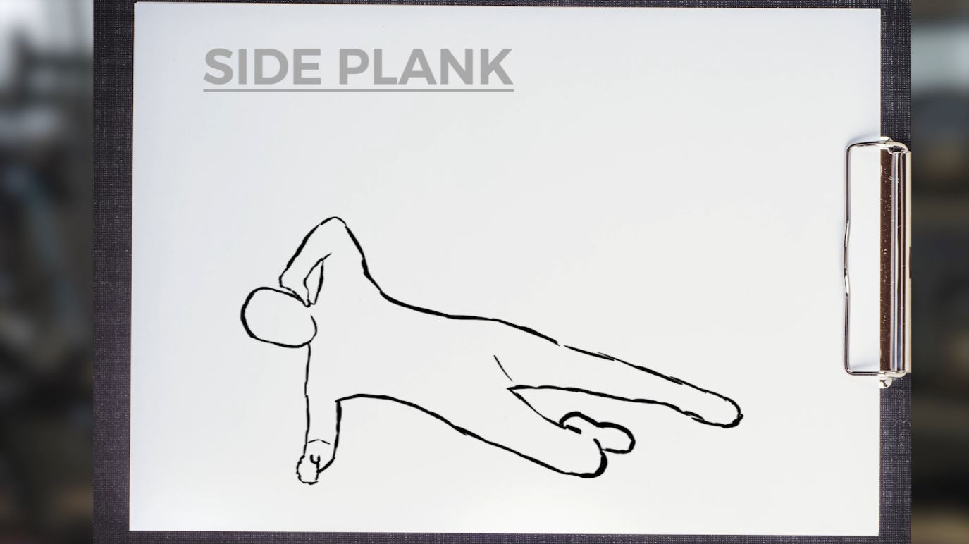A sketch of a person doing a side plank