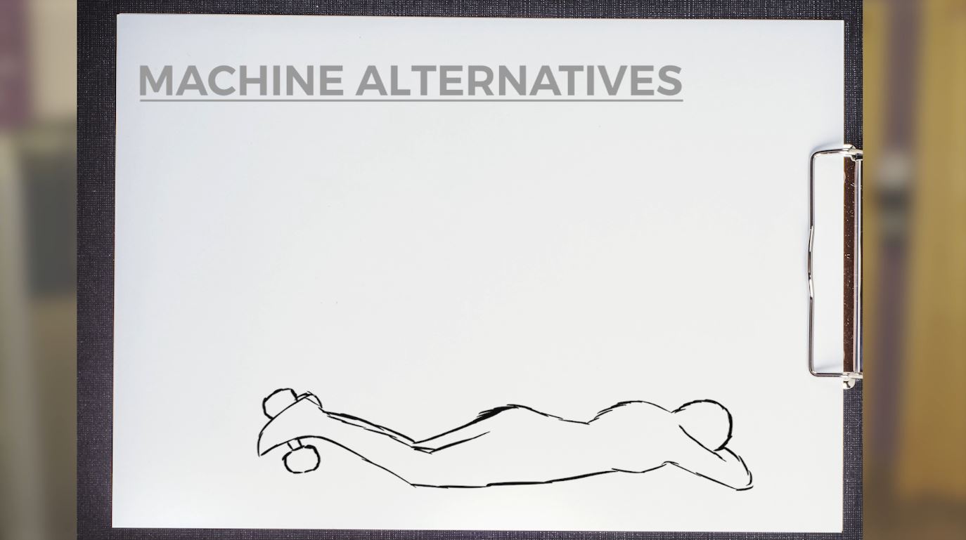 A sketch of a person doing prone leg curls