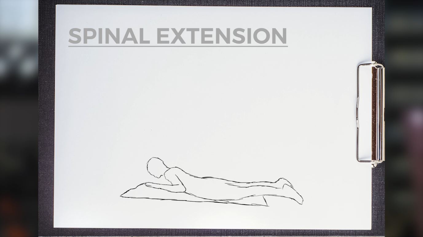 A sketch of a person doing a spinal extension exercise