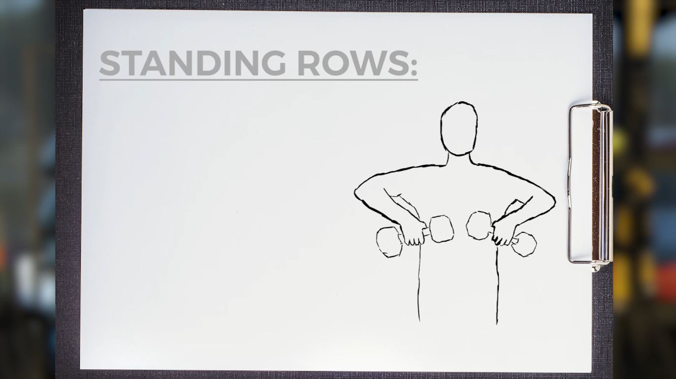 A sketch of a person doing a standing row