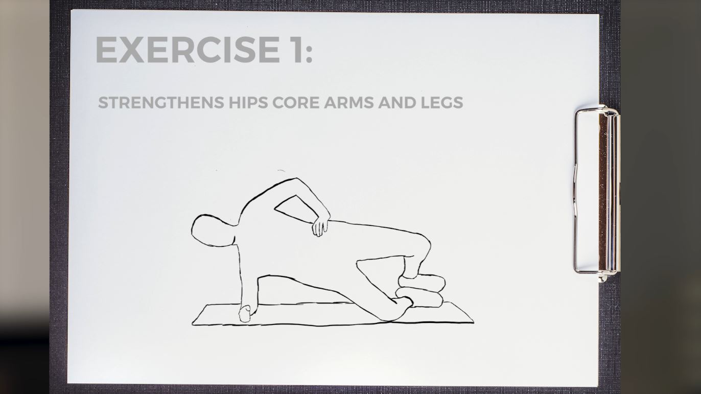 A sketch of a person doing a side plank claim raise