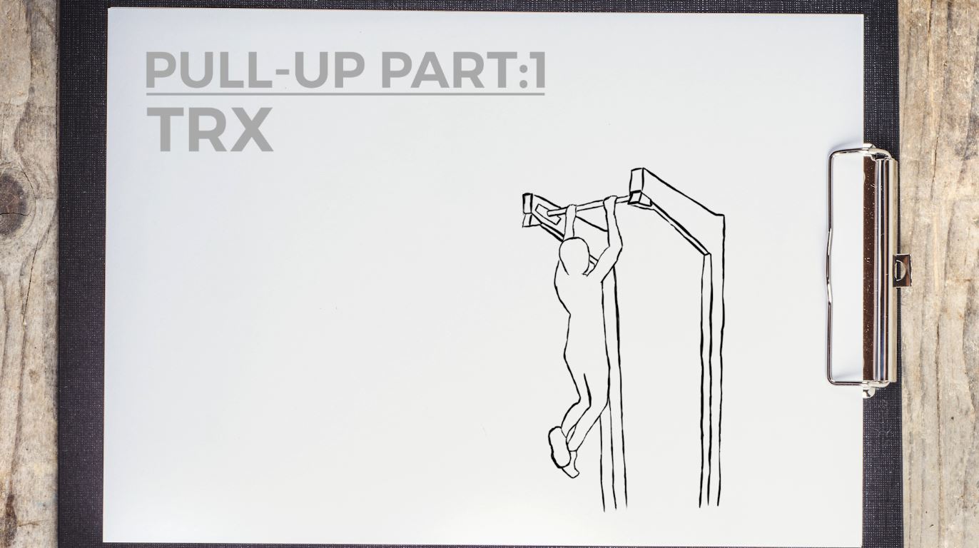 A sketch of a person doing a pull-up