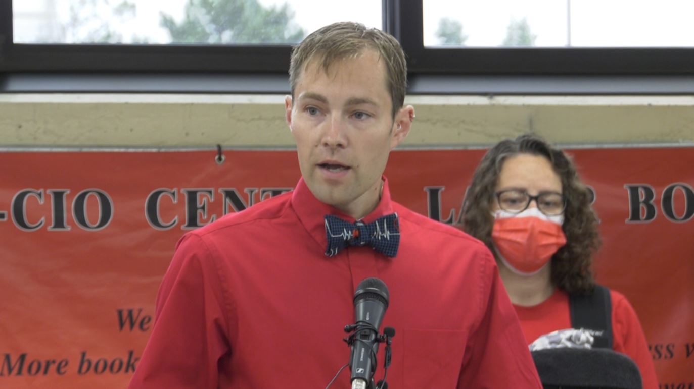 Chris Rubesch at an MNA press conference